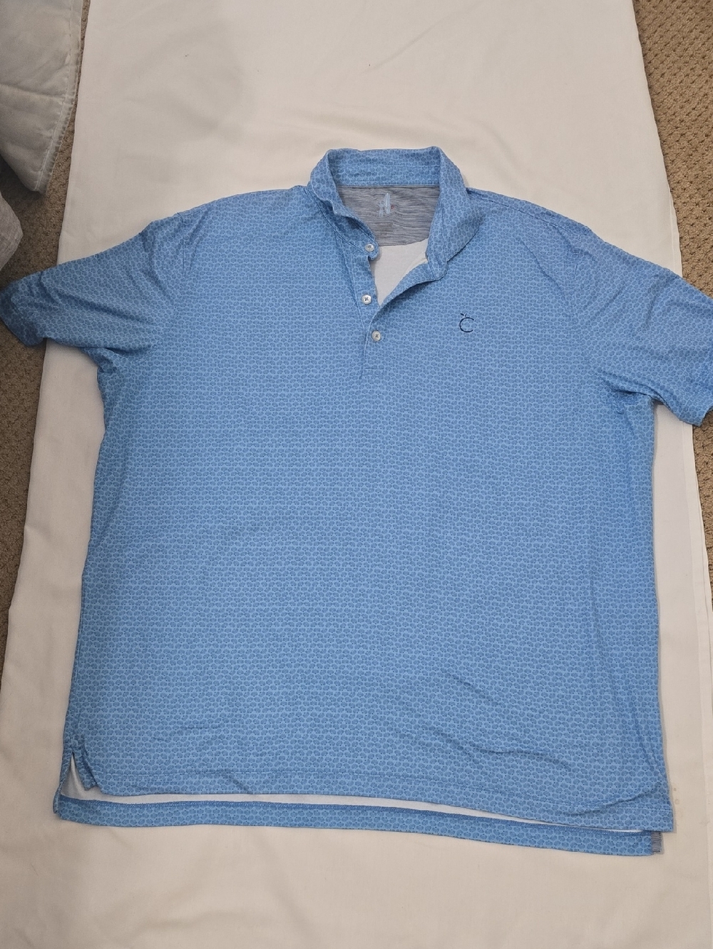 Johnie O Sky Blue Micro-Pattern Polo Golf XL